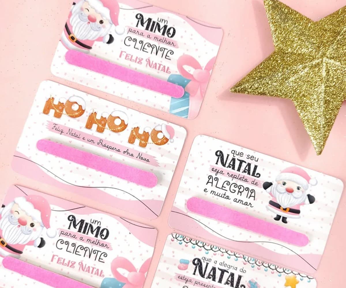 Kit 10 Cards Mimo Cliente c/ Lixa de Unha Personalizada