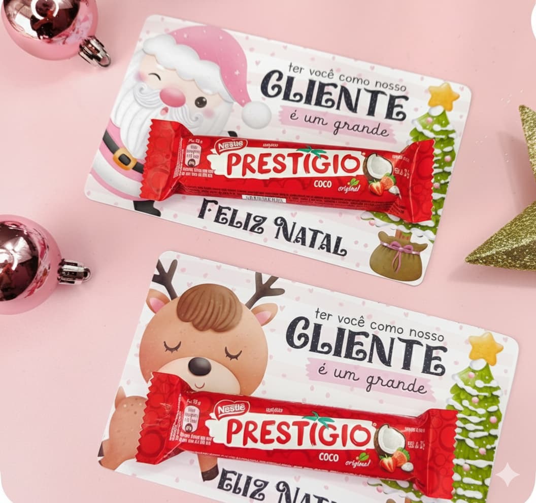 Kit 10 Cartões Mimo Cliente c/ Chocolate Prestígio Personalizado