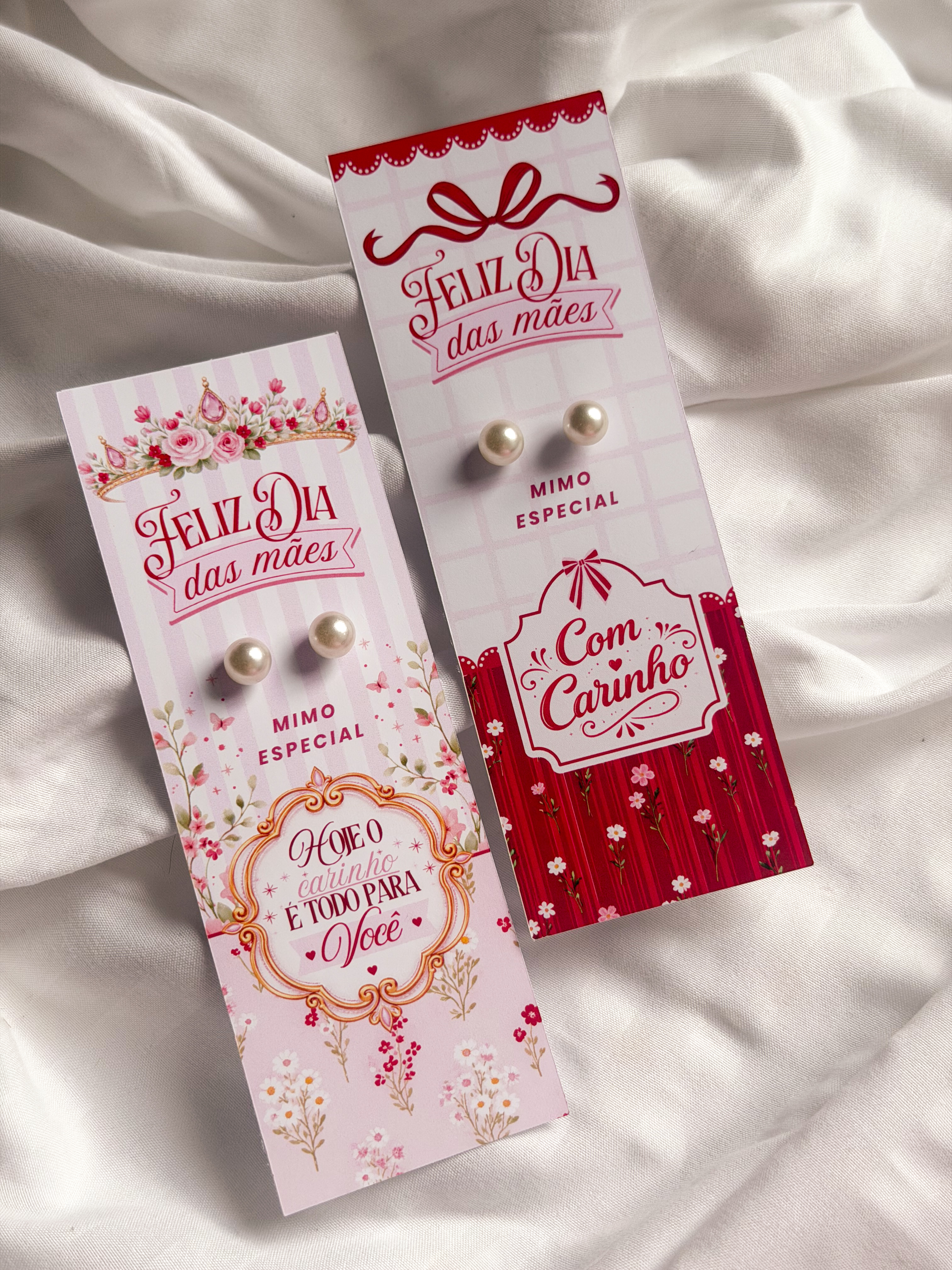 Card com brinco pérola 10 unidades 