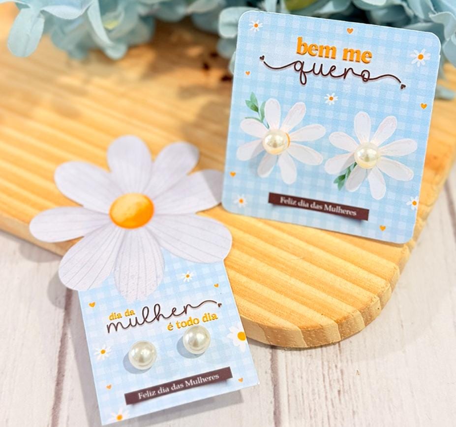 Card com brinco pérola 10 unidades 